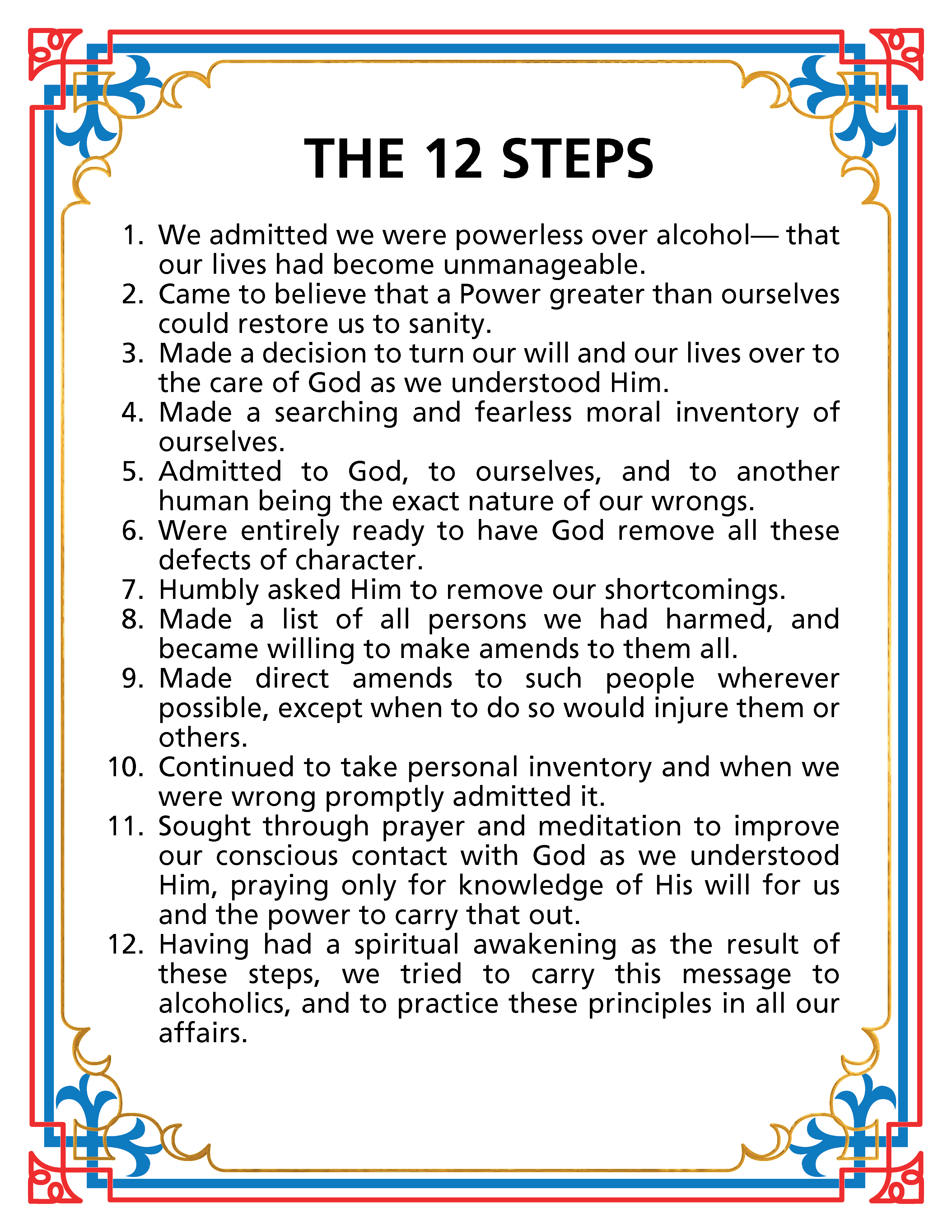 The 12 Steps Of Recovery Printable Worksheets 9318